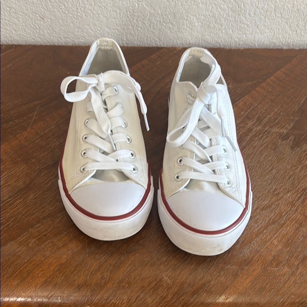 White and Red Sneakers